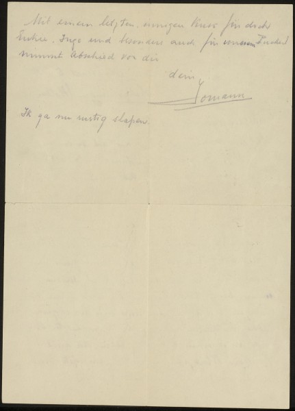 Afscheidsbrief met bijbehorende enveloppe van Johannes Hendrik Westerveld aan zijn vrouw E. Westerveld-Müller vanuit Sachsenhausen, 1 mei 1942